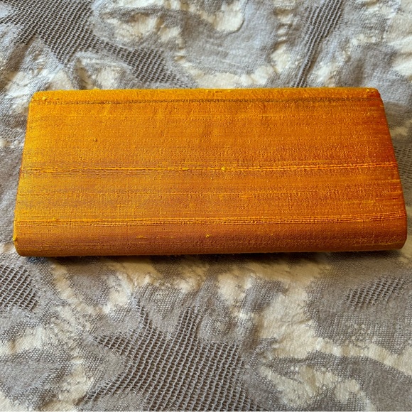 Orange and hot pink small envelope clutch made from silk with embellishment NWOT - Picture 4 of 6